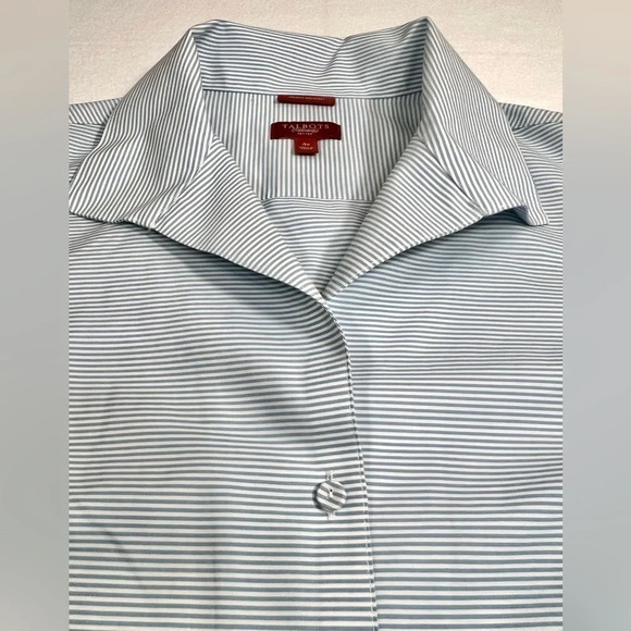 TALBOTS Women’s Haberdashery Petites Sleeveless Blue Stripe Button‎ Down Size 4P - Picture 6 of 13